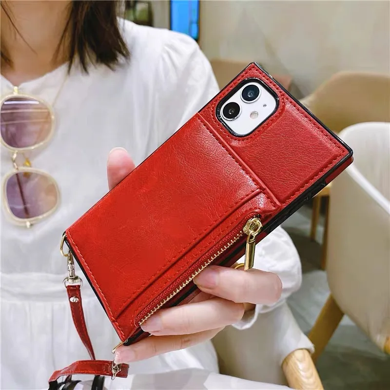 Luxury Crossbody Strap Leather Zipper Wallet Phone Case for Samsung S20 FE S9 S10+ Note 20 10 9 A905G Card Stand Holder Cover | Мобильные