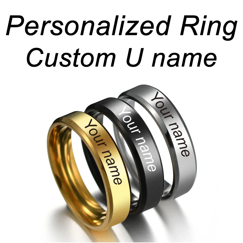 Letdiffery персонализированные Золото Серебро Черный Мужской Перстень из