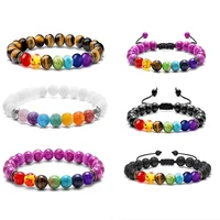 2021 simple black handwork rope yoga charm bracelet fashion colorful chakra energy 8mm beaded bracelet jewelry for women gifts