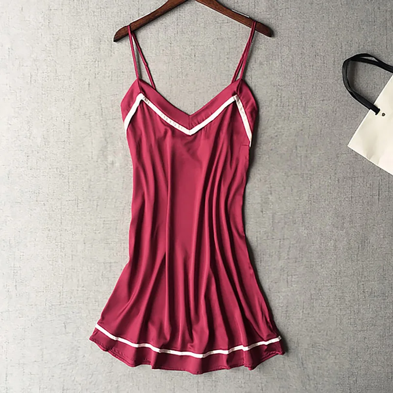 Пикантная одежда для сна женская пижама в полоску ночная рубашка на бретелях