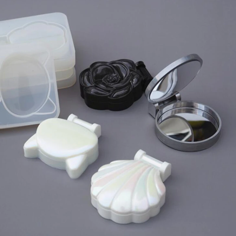 

1PCS 3D Transparent Silicone Mold Makeup Mirror Shell Mirror Cat Rose DIY Makeup Mirror Epoxy Mold