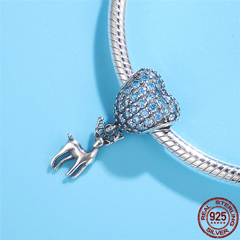 

2021 New 925 Sterling Silver Blue Exquisite Fawn Fit Original 3mm Bracelet&Bangle For Women Birthday Fashion Jewelry Gift