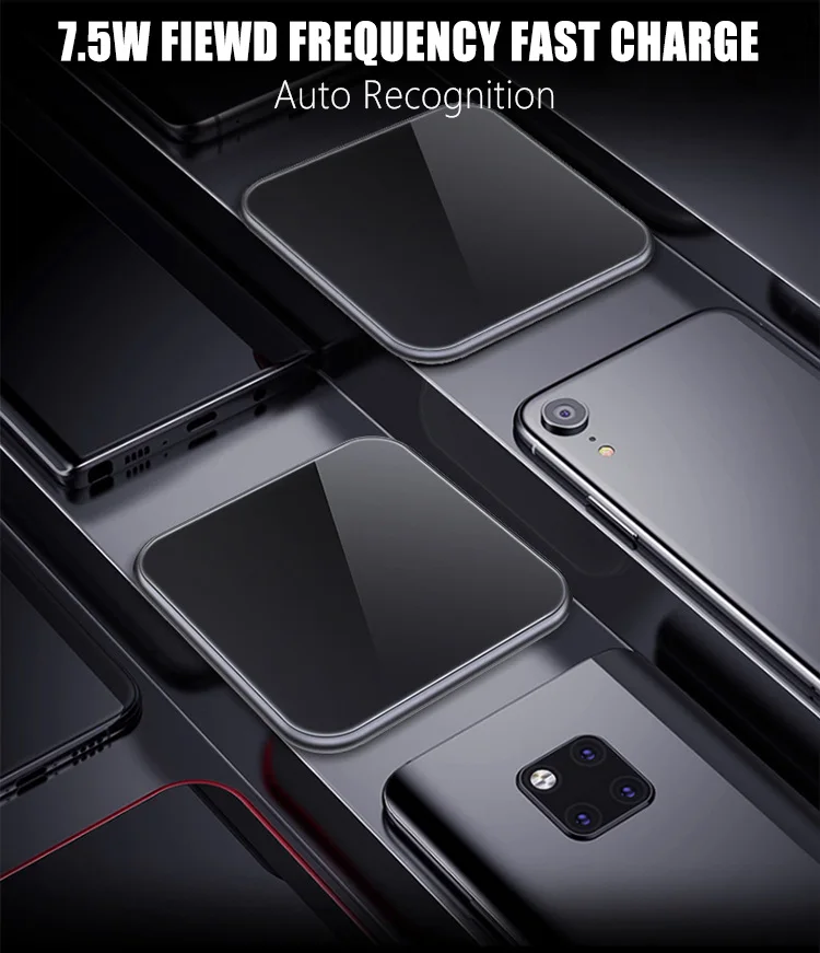 Ultra-thin Metal Square 15W Wireless Quick Charger for iPhone X Samsung Note 10 Huawei Mate 20 Pro Qi Fast Wireless Charging Pad