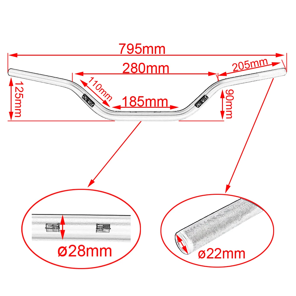 Руль колодки ручки руля PRO Taper ЧПУ зажим Fat Bar 1 1/8 &quotПит Велосипед Мотоцикл 28 мм для