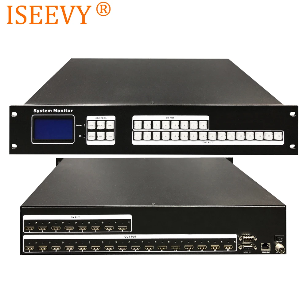 ISEEVY 8x16 HDMI матричный коммутатор с 8 в 16 каналов Поддержка 4K x 2K @ 30Hz 1080P3D 60Hz HDCP 1 4 Blue-ray