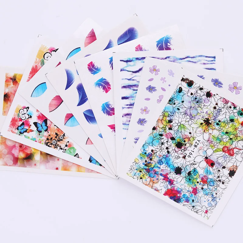1 лист красочные наклейки для ногтей цветок Бабочка Дизайн Передача сделай сам УФ
