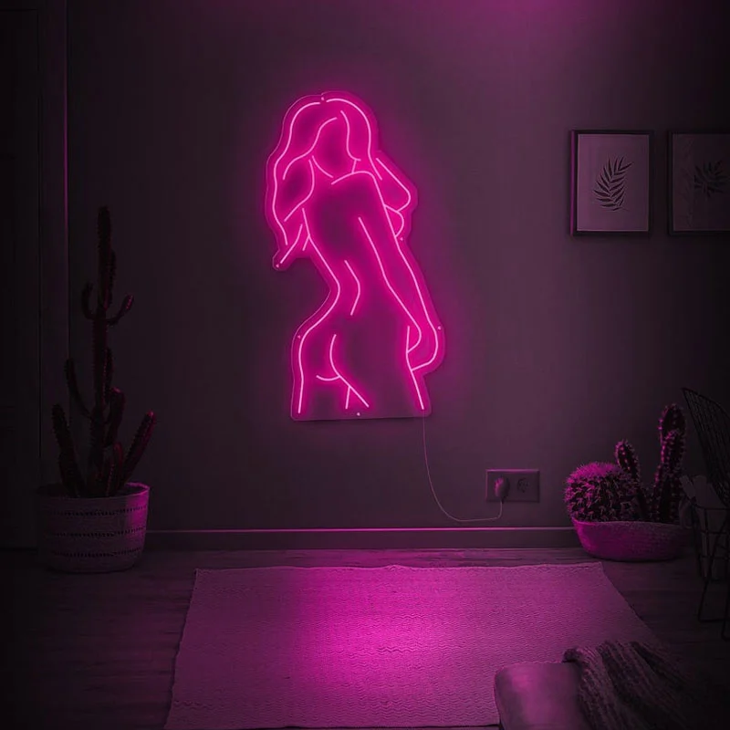 OHANEONK Pose Nude Sexy Beauty Girl Neon Sign Light for Office Living Room Interior Neon Sign Wall Art Decor