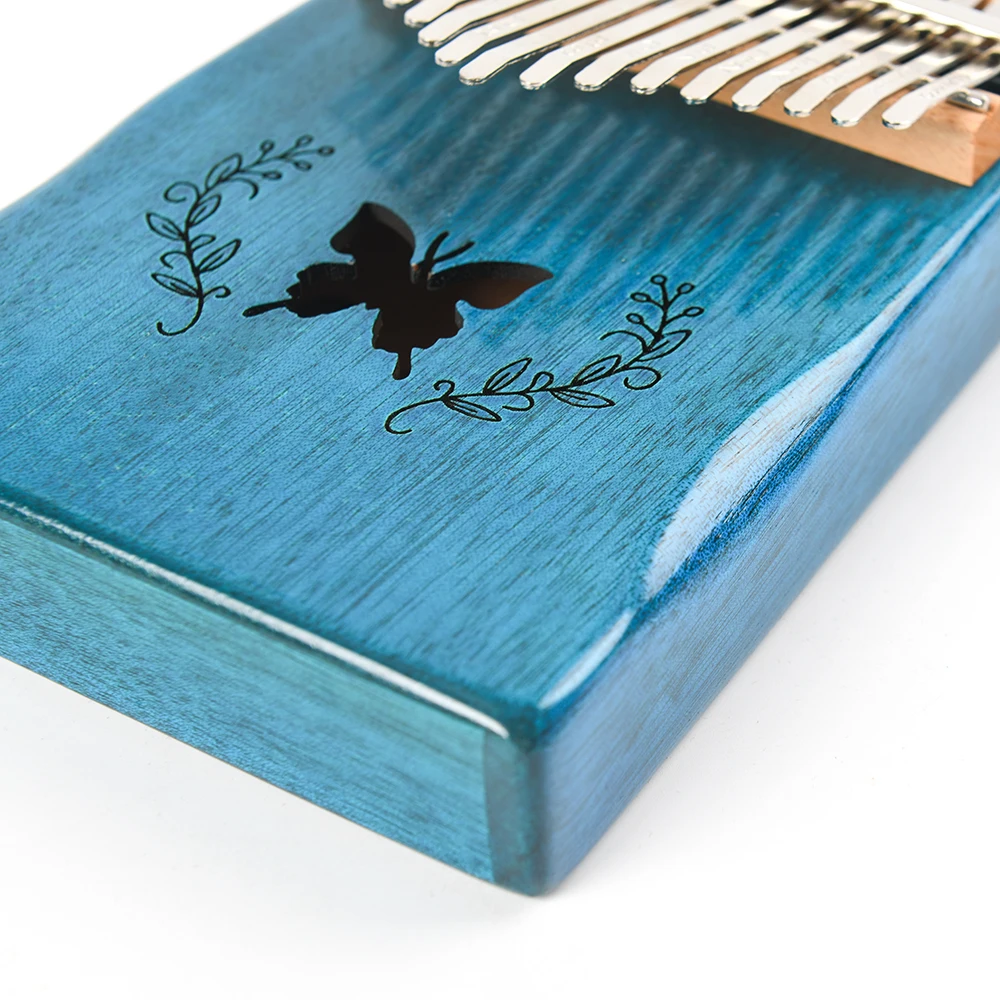Акустическое пианино с синим узором Kalimba 17 клавиш Mbira клавиатура из массива
