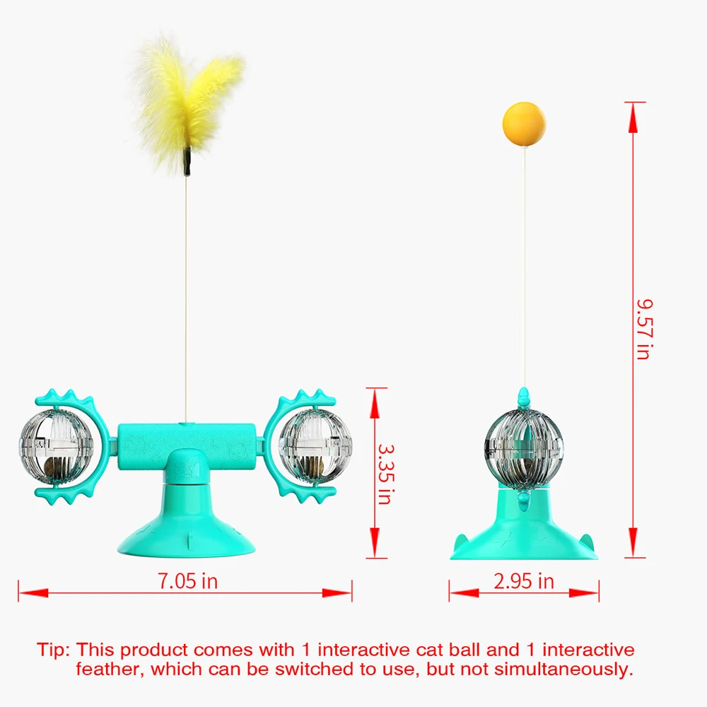 

Cat Windmill Toy Funny Massage Rotatable Cat Feather Toys with Catnip LED Ball Teeth Cleaning Pet Products for Dropshipping