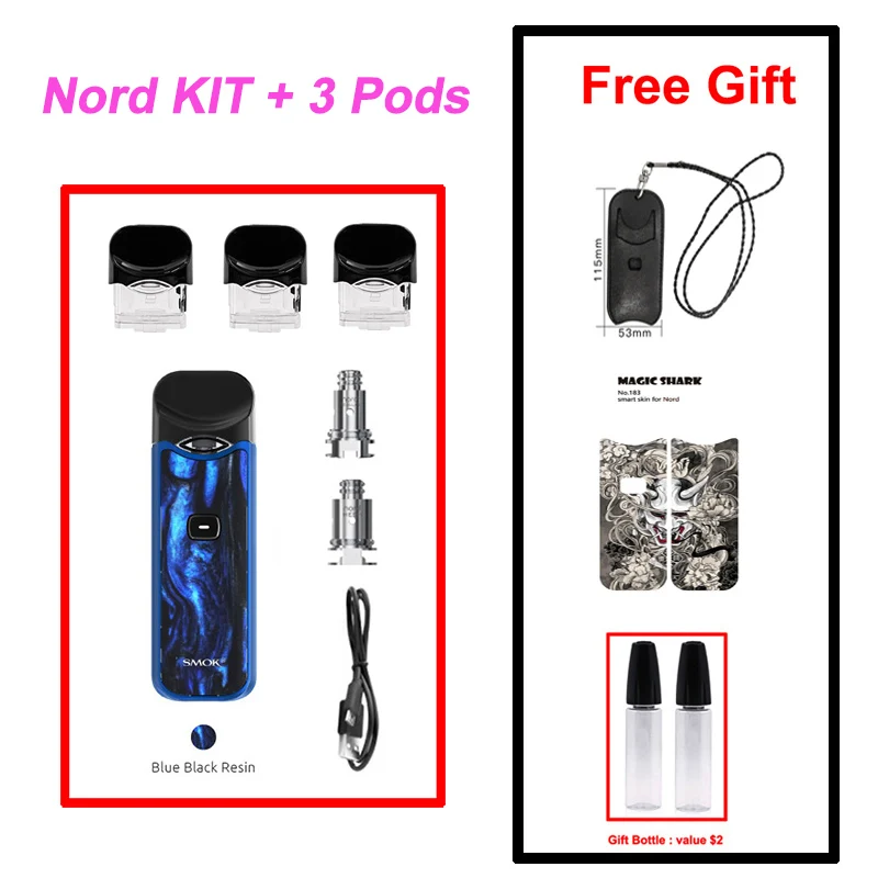 Blue Black Resin SMOK Nord Pod Vape 1100 мАч батарея 3 мл Pod система обычная сетка катушка электронная сигарета комплект испаритель VS SMOK NOVO Minifit комплект - Цвет: Blue Black Resin