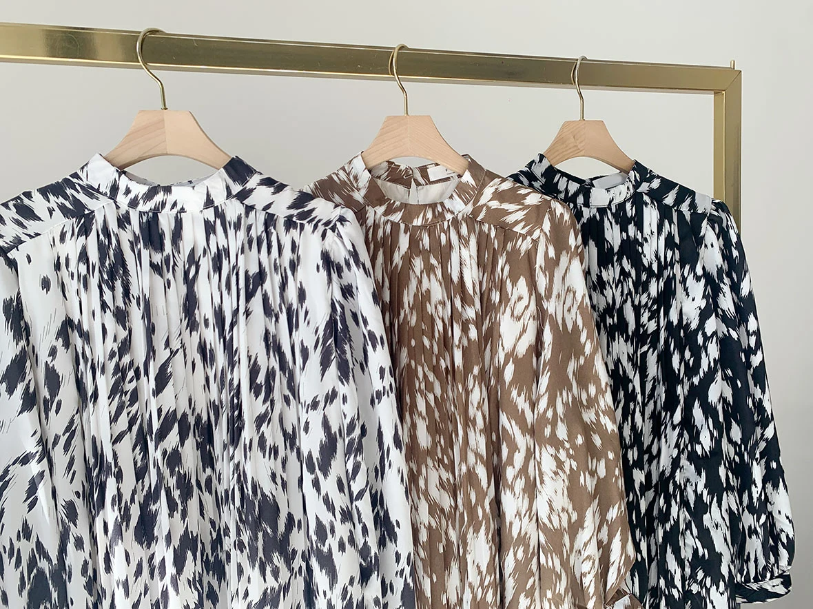 

Vintage Floral Print Maxi Dress Women Boho Three Quarter Sleeve Long Dress Stand Collar Casual Shirt Dresses Loose 508D
