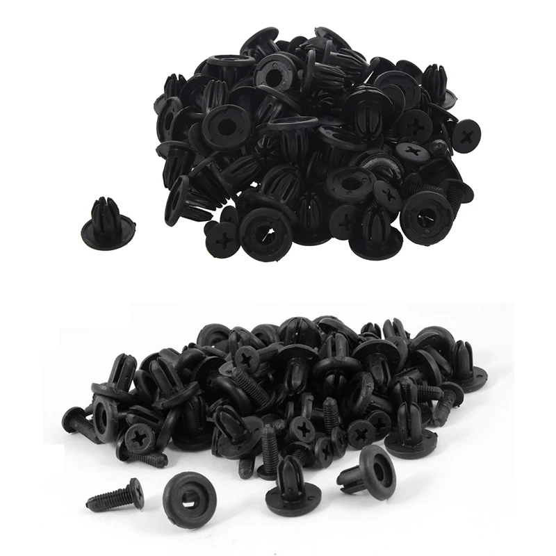 

100Pcs Black Plastic Rivet Trim Fastener Clips Hole for Car, 10mm & 5mm