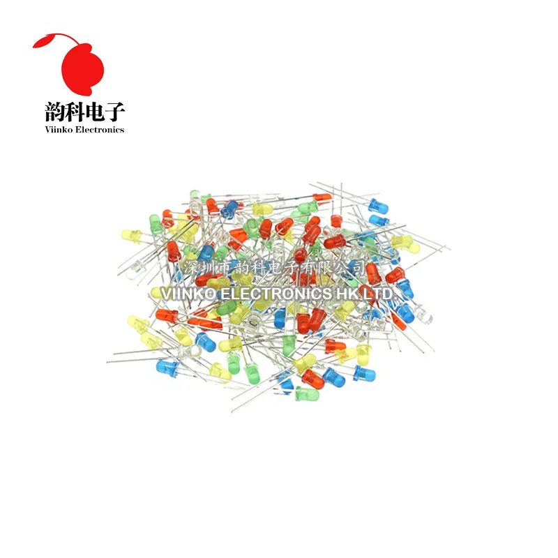 100 шт. 3 мм Светодиодные диоды F3 Ассорти комплектов белый зеленый красный синий