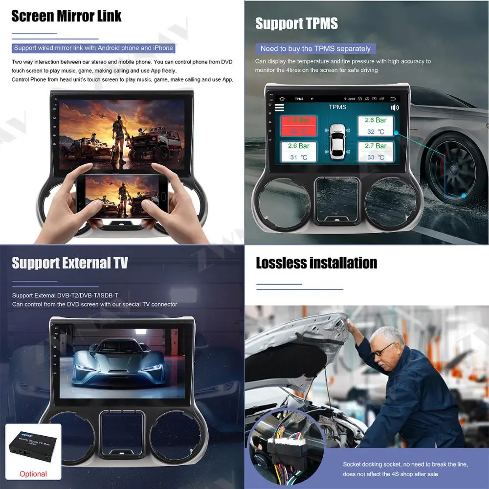 Android 9 0 автомобильный мультимедийный плеер для Jeep grand wrangler 2011 2016 GPS ГЛОНАСС