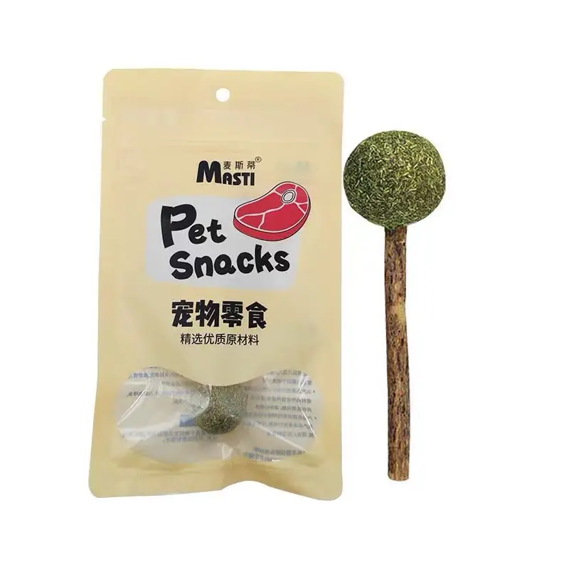 

Buy one get one free natural mint lollipop shape pet cat toy molar chew stick teeth cleaning safety health care products