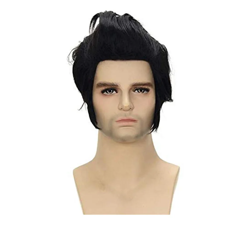 Мужские рок-певцы Элвиса Арон Пресли косплей парик вечерние черный для волос