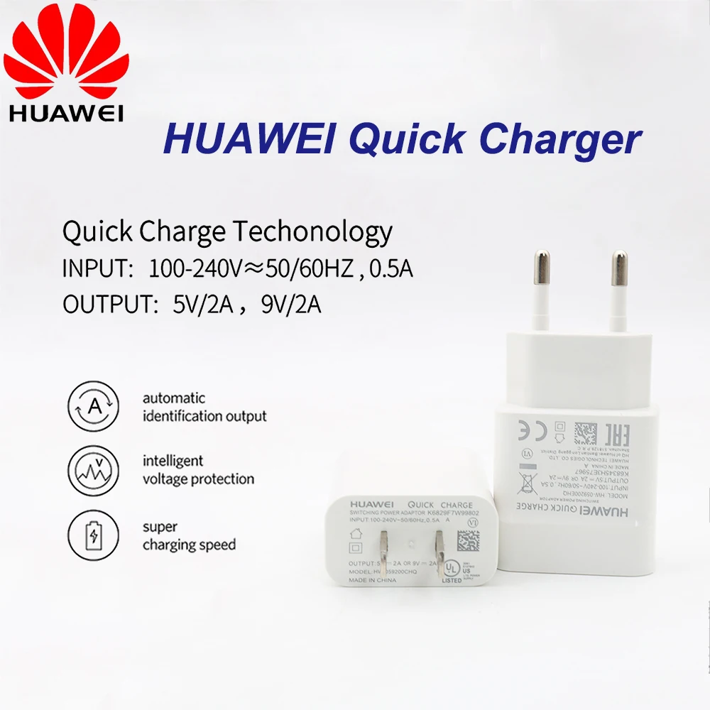Оригинальное быстрое зарядное устройство huawei EU QC 2 0 адаптер быстрой зарядки usb type