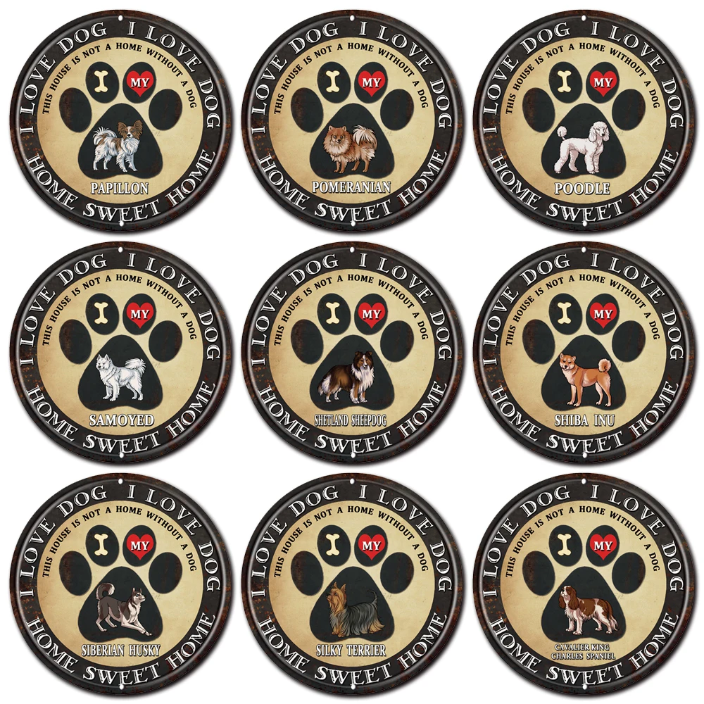 [Decorman] Pet I Love My Dog Померанский художественный металлический жестяной знак хаски в