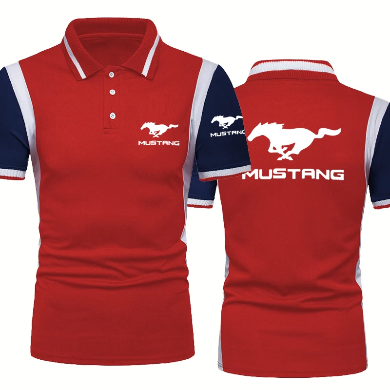 

Summer Men's POLO shirt Mustang Car Logo Printing Fashion Casual POLO shirt High Quality Cotton Men's short sleeve