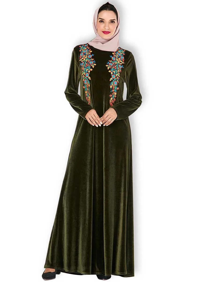 Зимняя бархатная абайя арабское мусульманское хиджаб кафтан марокканская Tesettur