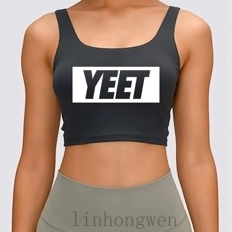 

Yeet Crop Top 100% Cotton Sunlight Leisure Humor Crop Top Summer Hiphop O-Neck Print Natural
