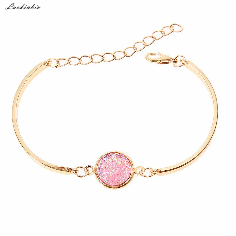 Золотой и серебристый розовый амулетный браслет со стразами Простой корейский