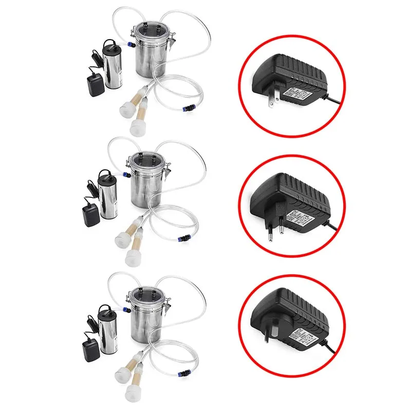 

110V-220V 2L Double Head Portable Electric Milking Machine Farm Milk Vacuum Pump Bucket Milker Sheep Goat Cow EU/US/AU Plug