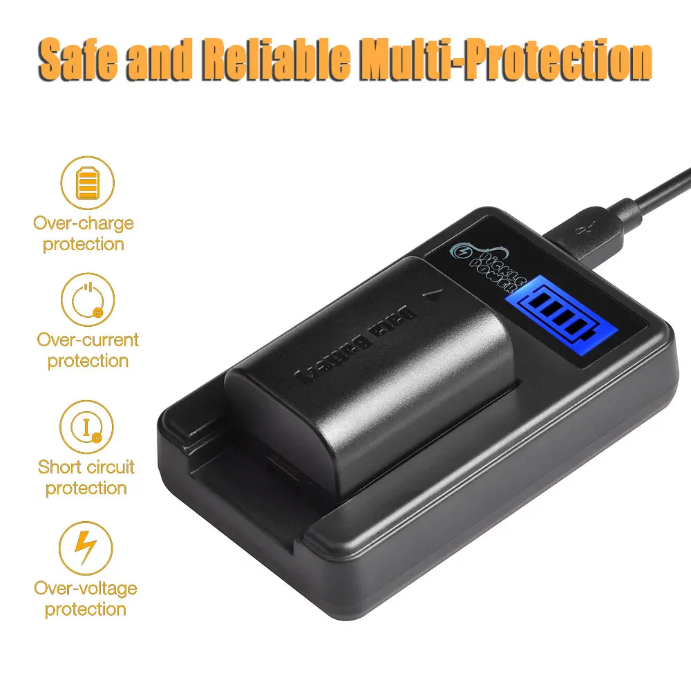 Аккумулятор для камеры 2x1800 мА · ч BN VG114 с ЖК дисплеем и USB зарядным устройством jav
