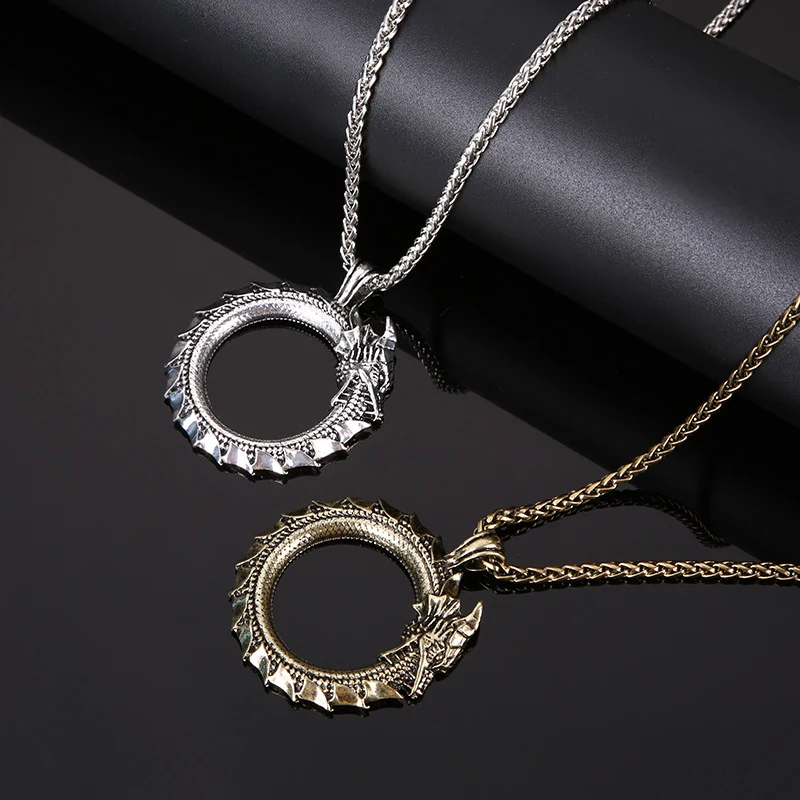 

New European and American Vintage Viking Dragon Men's Pendant Necklace Trendy personality punk men's necklace Jewelry wholesale