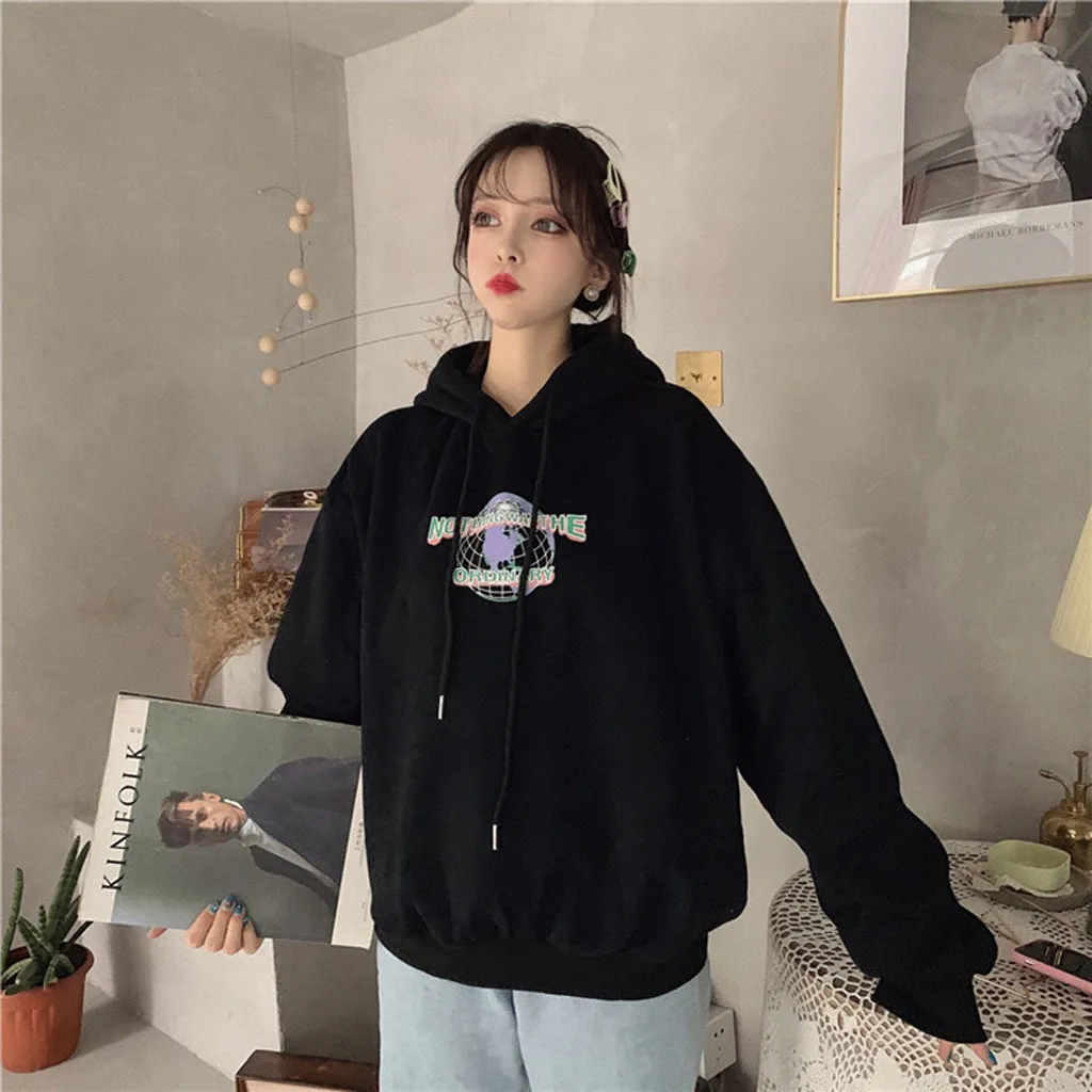 Женская толстовка с принтом Kpop повседневный теплый пуловер длинными рукавами в
