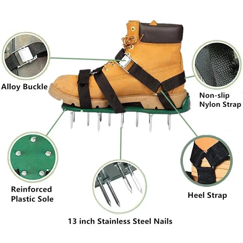 

1 Pair Grass Spiked Gardening Walking Revitalizing Lawn Aerator Sandals Nail Shoes Scarifier Nail Cultivator Yard Garden Tool