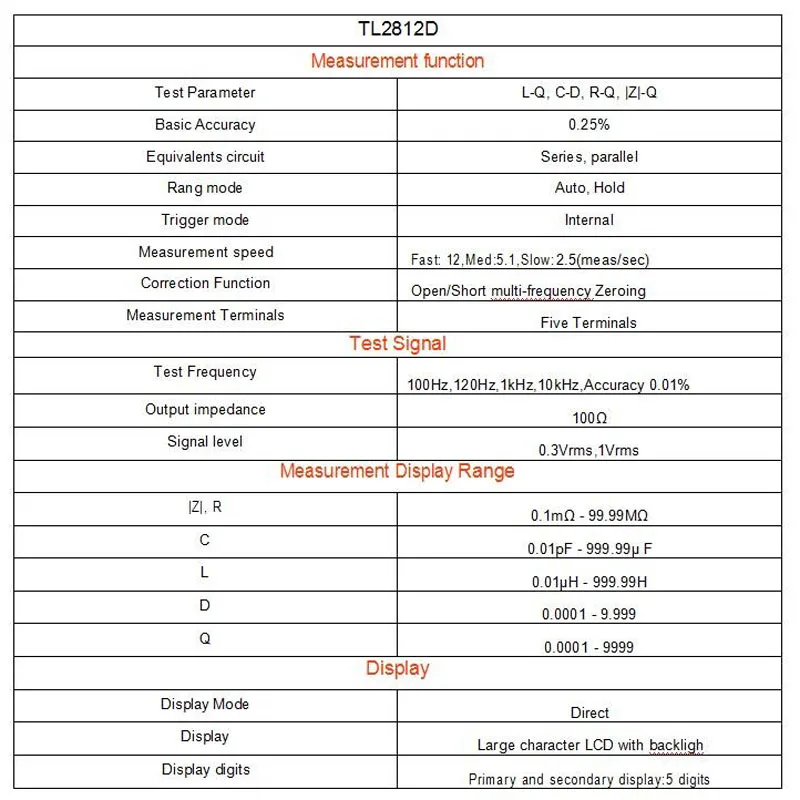 Цифровой высокочастотный тестер индуктивности Tonghui TL2812D измеритель емкости и