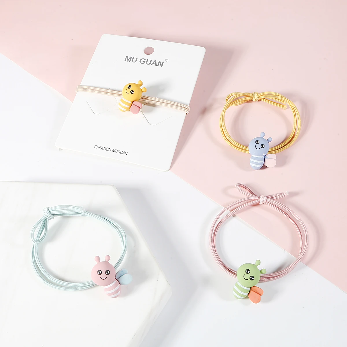 Милые эластичные резинки для волос с цветами и Пчелой 2 шт. повязки хвоста девочек