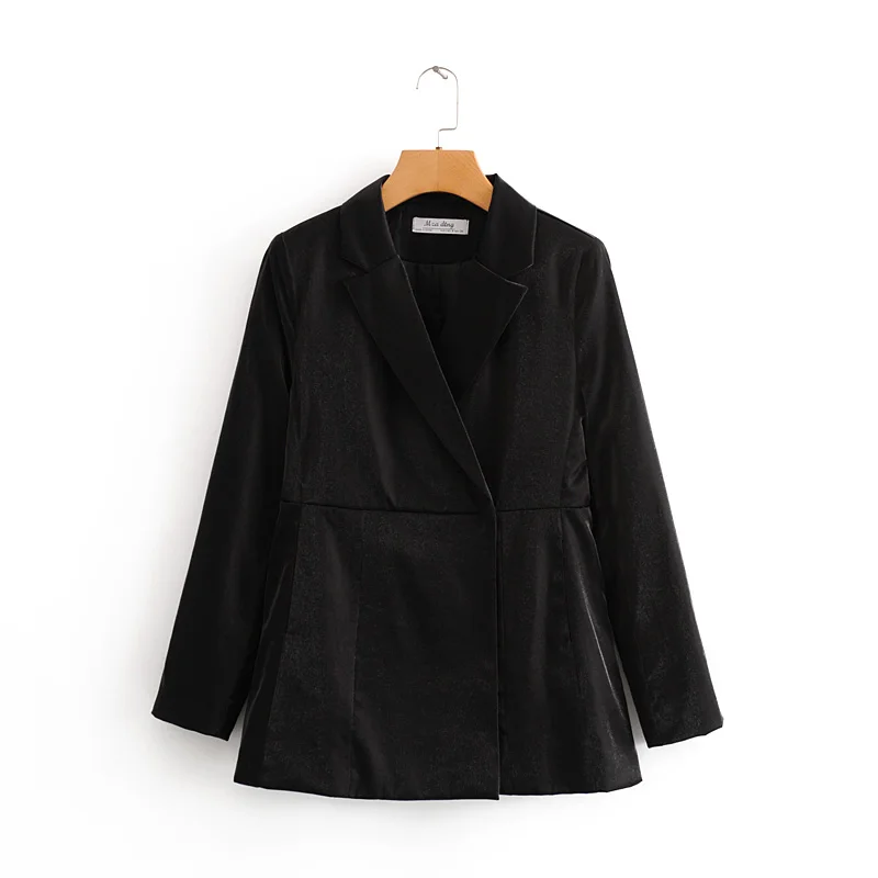 Женские сплошные блейзеры satim 2020 Модный женский однобортный черный блейзер с