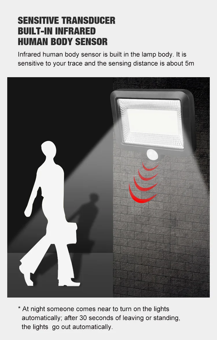 На открытом воздухе на стенная солнечна лампа Водонепроницаемый движения PIR