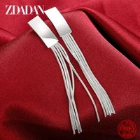 zdadan 925 sterling silver charm long tassel dangle earrings for women fashion wedding jewelry party gift