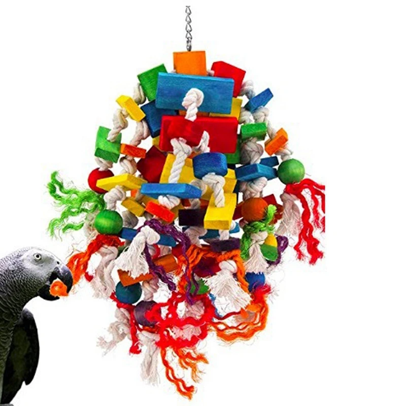 Деревянная жевательная игрушка для птиц 3 шт. банан яблоко хлопковая веревка