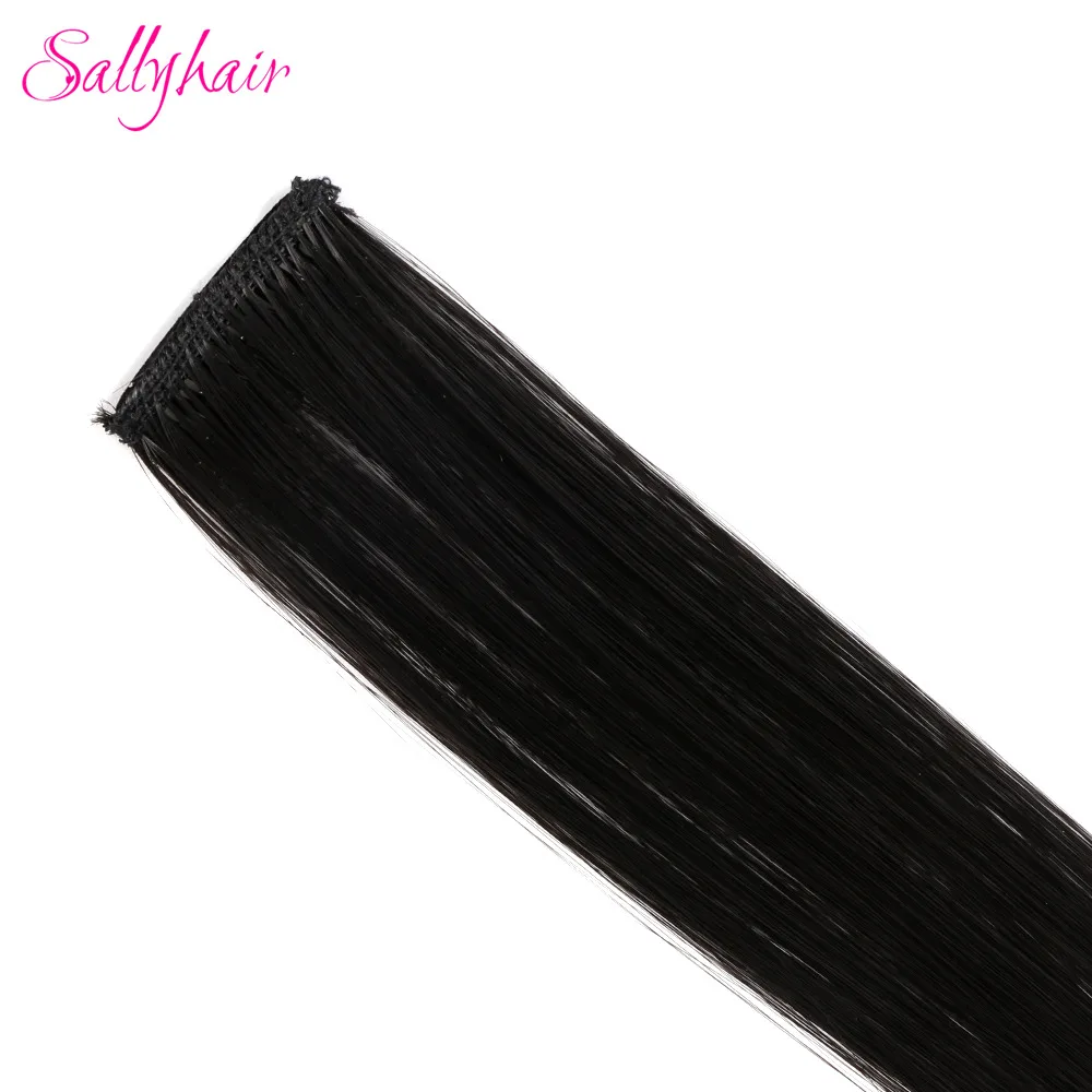 # 1B Sallyhair волосы на заколках 20 дюймов один кусок волос цвет синтетические длинные прямые волосы для наращивания розовый желтый синий фиолетовый для женщин - Цвет: # 1B