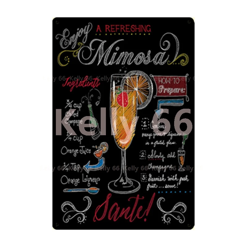 [Kelly66] меловой рисунок коктейль Мимоза Мохито Маргарита пивной Металлический