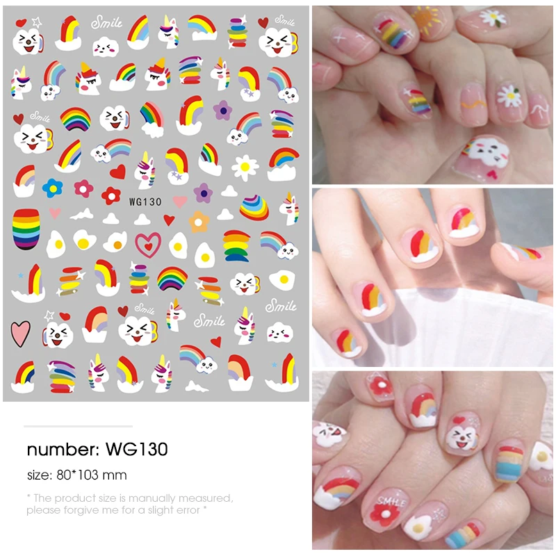 WG130 HNUIX, новинка, 3d наклейки для ногтей, цветы, мотивы, лак для ногтей деколь декорации, дизайн ногтей, наклейки для ногтей - Цвет: WG130