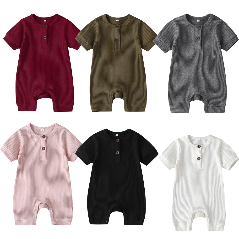 

0-18M Baby Girl Romper Newborn Jumpsuit Girls Bodysuit Kids Playsuit Kid Outfits Newbon Short Sleeve One-Pieces Knitted Clothing