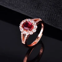 dainty oval rose golden rings adjustable size inlay aaa zircon geometry jewelry for women promise wedding statement gift