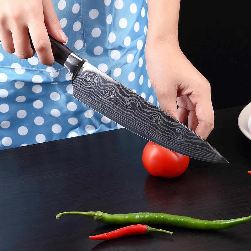 8 inch chef knife 7Cr13Mov slicer meat cutter fish sushi multi-function | Дом и сад