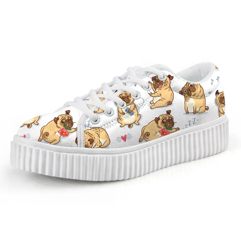 FORUDESIGNS/Милая женская обувь на плоской подошве с принтом мопса; обувь на толстой мягкой подошве, визуально увеличивающая рост; Женская Весенняя повседневная обувь на платформе - Цвет: HMG863BZ
