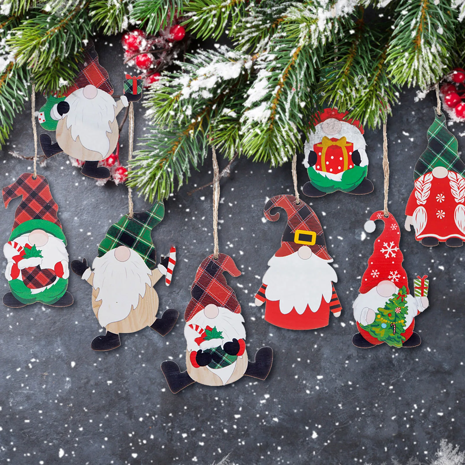 

16/8 шт., Деревянные Подвески в виде Санта-Клауса