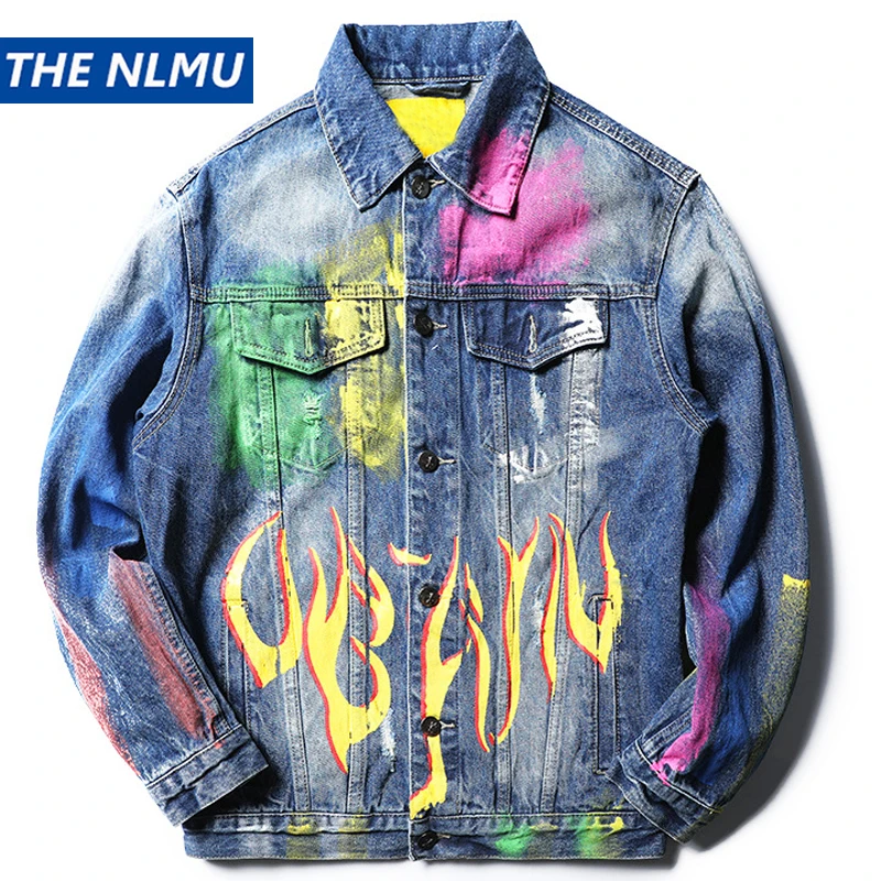 Мужская джинсовая куртка с принтом граффити весна 2020 повседневные женские