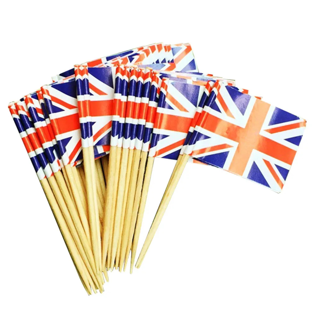 100 шт. зубочистки с британским флагом флаг союза Джек топперы для кексов на день