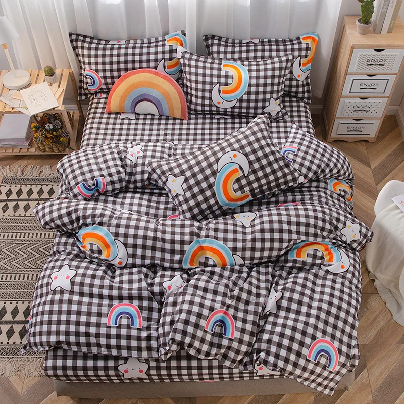 Denisroom мультфильм Радуга постельное белье милый комплект постельного белья синий