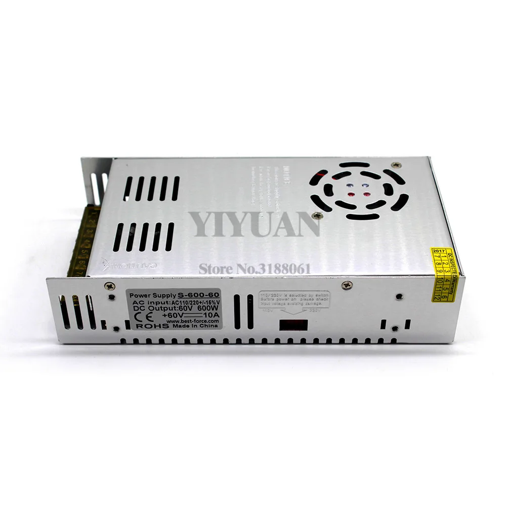 600W 60V 10A драйвер импульсного источника питания Трансформаторы AC110V 220V TO DC60V SMPS для