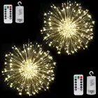 Гирлянда с медным проводом Starburst, 240 светодиодный, 8 режимов, питание от батарейки, 2 шт.